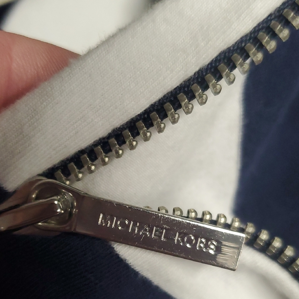 Michael Kors Blue and White Fitted Short Sleeve T-Shirt - Picture 5 of 7